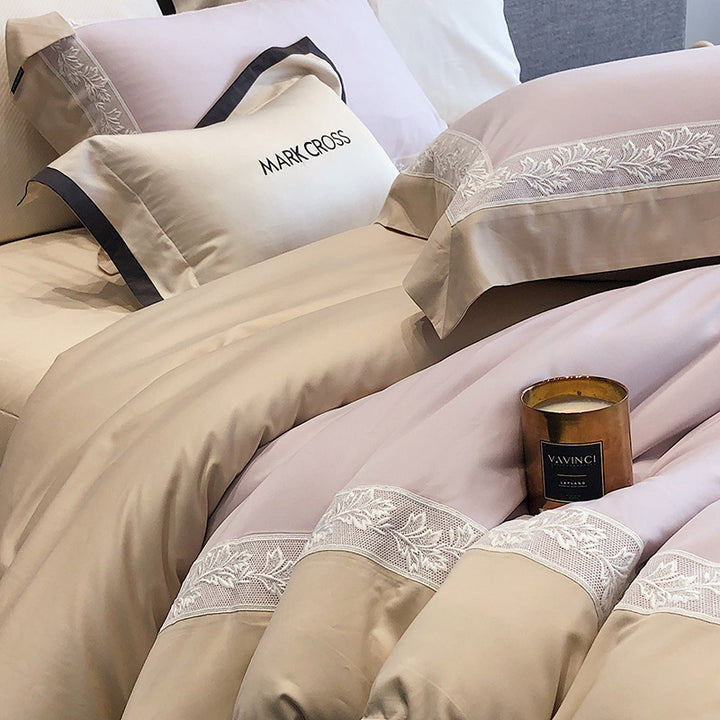 Tencel-Cotton-Bedding-Set, brushed, with lace, 4-piece