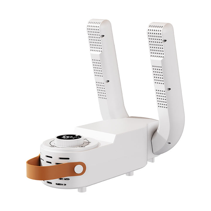 Portable, foldable shoe dryer with timer