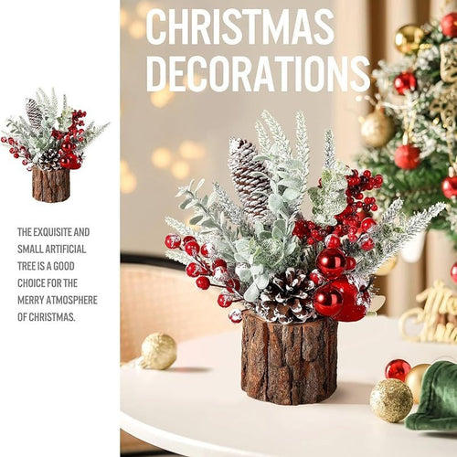 Mini Christmas tree in wooden barrel design