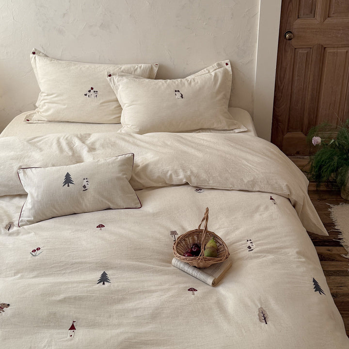Bedding set made of cotton-linen blend