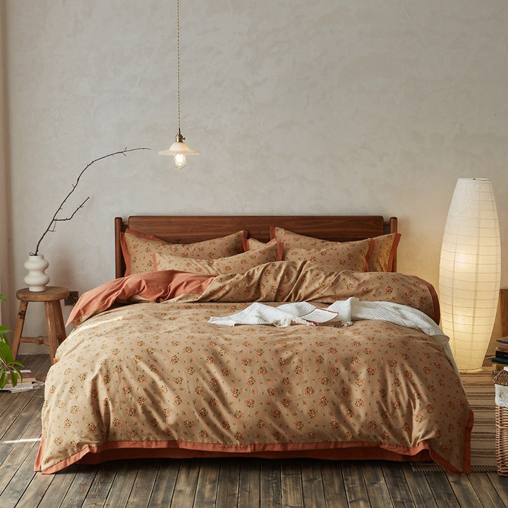 Bedding set made of pure cotton, brushed, floral pattern