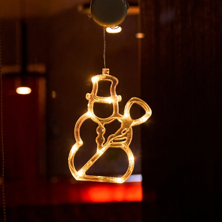 LED window light with suction cup, festive design