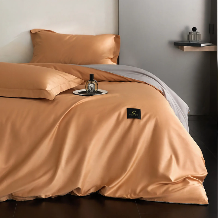 Cotton bedding set, 4-piece, satin shine