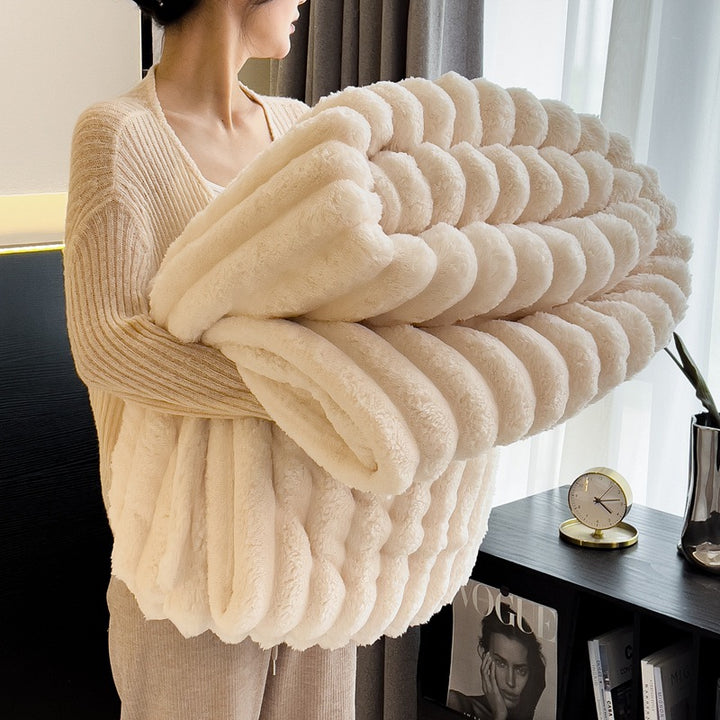 Rabbit fur wool blanket, polyester, Nordic