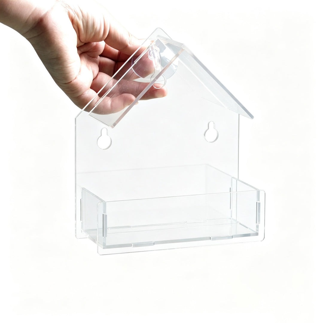 Transparent Acrylic Bird Feeder with Suction Cup