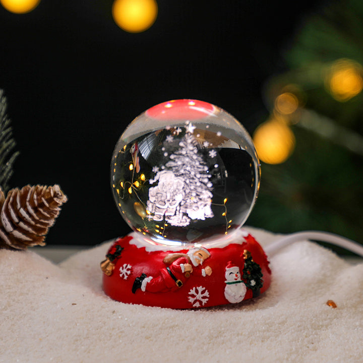 3D Crystal Ball with Engraving and Light Base