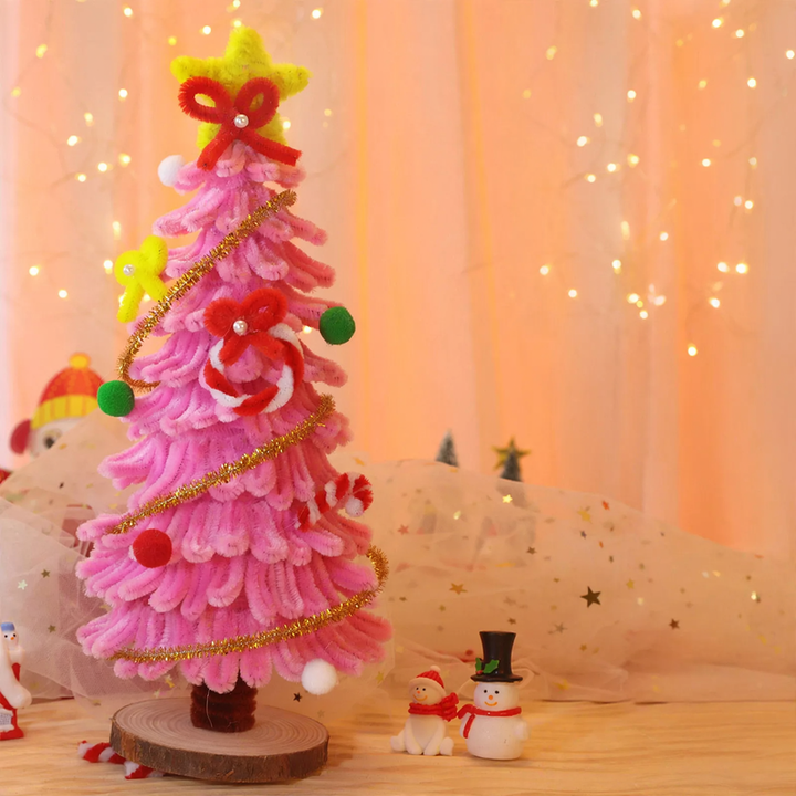 DIY Christmas Tree Craft Set with Wooden Base