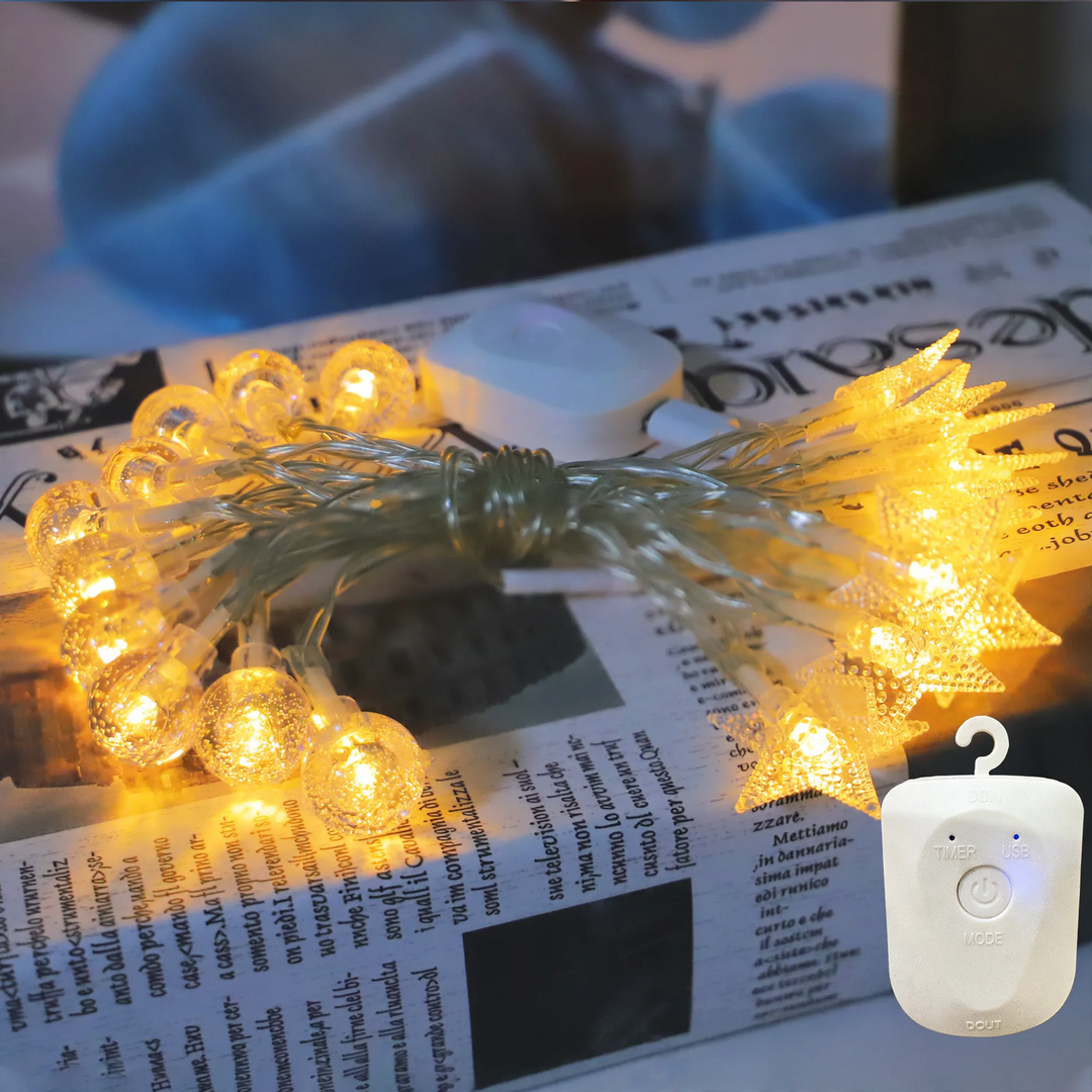 LED string lights with remote control, rechargeable