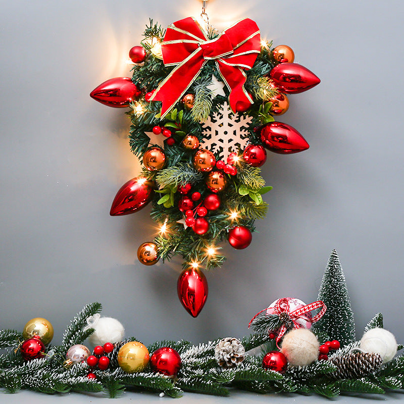 Christmas wreath with balls and lighting