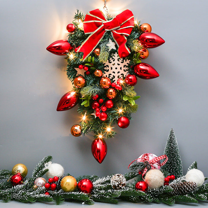 Christmas wreath with balls and lighting