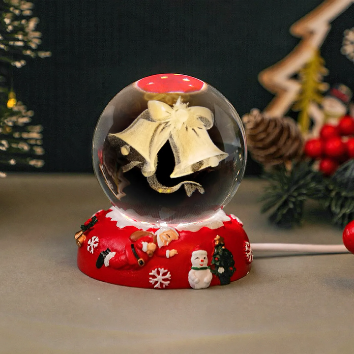 3D Crystal Ball with Engraving and Light Base