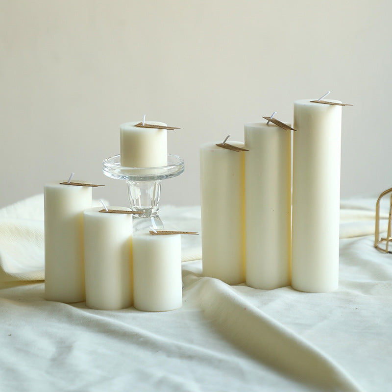 White scented candle cylinder, smooth surface