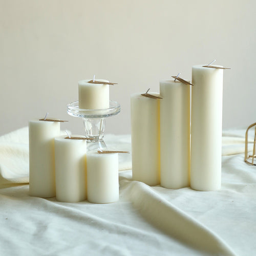 White scented candle cylinder, smooth surface