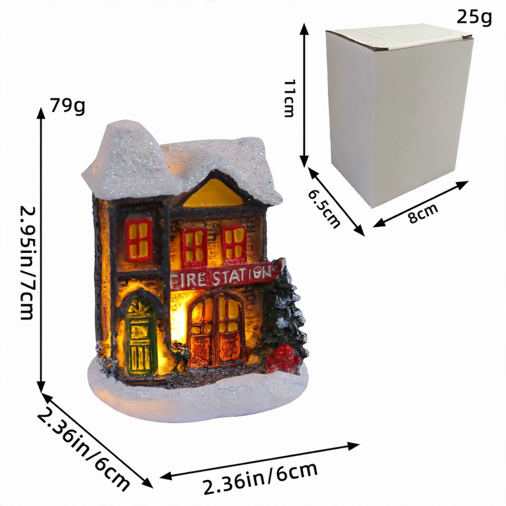 Illuminated Christmas house made of resin