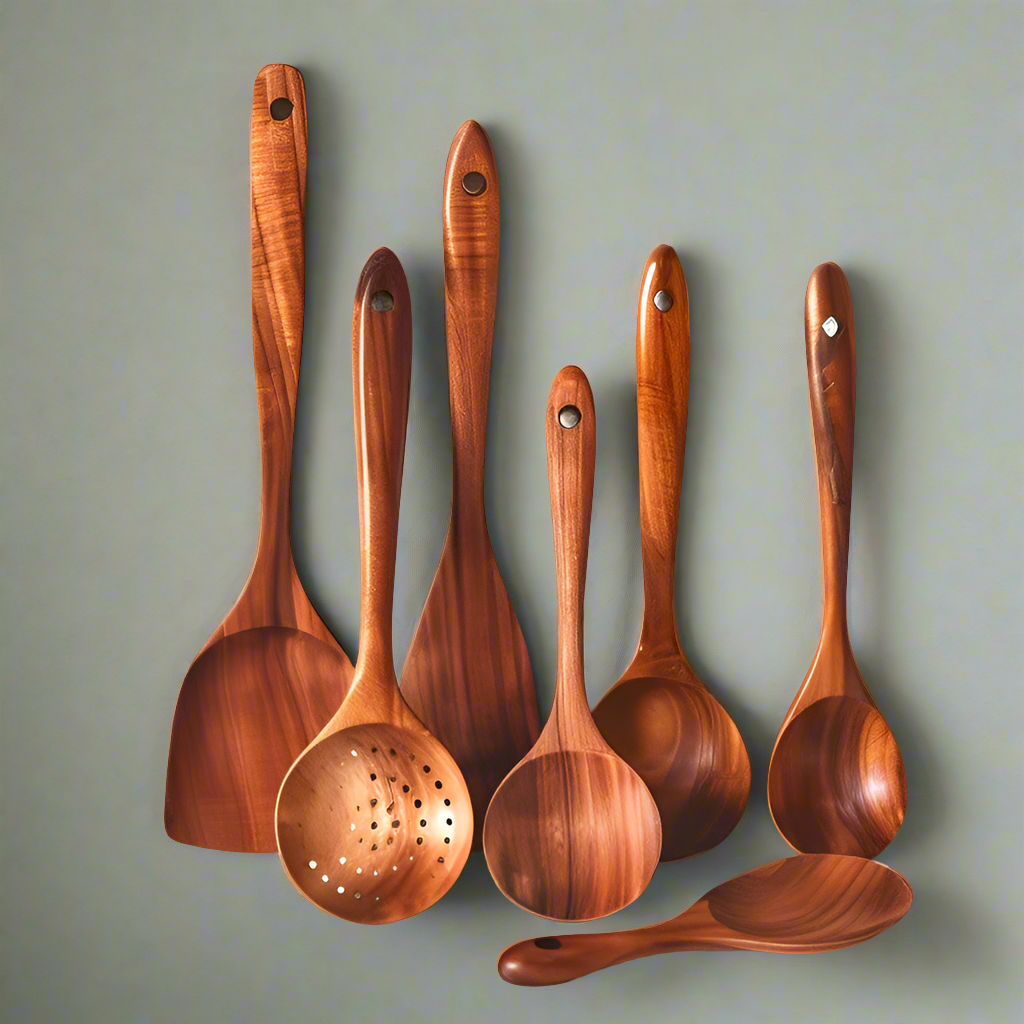 BowLift | TeakChef Kitchen Set – Sustainable Antibacterial Kitchen Utensils made of Teakwood