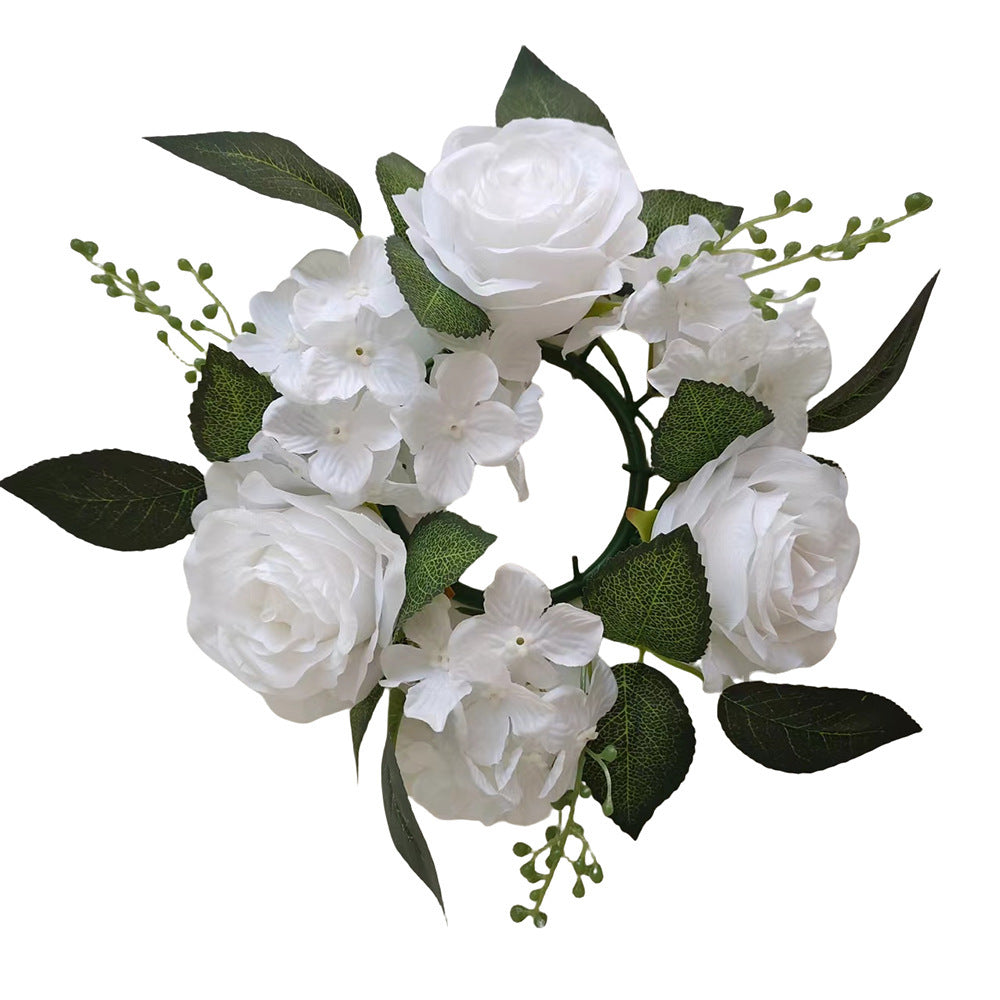 Artificial Rose Candle Wreath, 20 cm