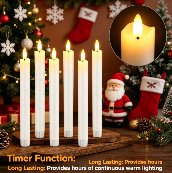LED Taper Candles Set, 6 pieces, with remote control