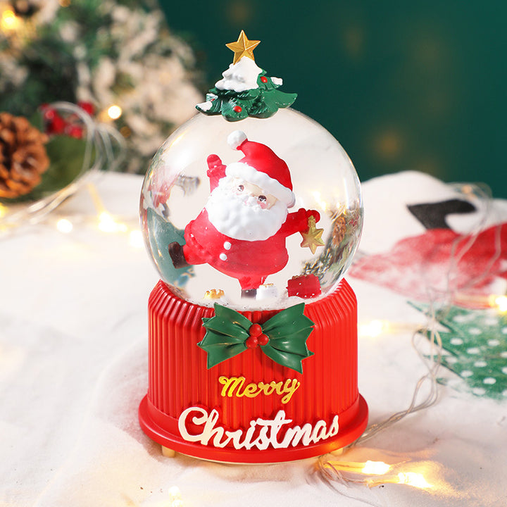Christmas music box with light and snow globe