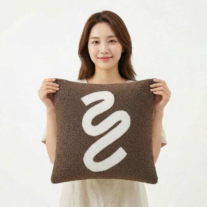 Cushion cover with wave pattern, cotton-linen, 45×45 cm