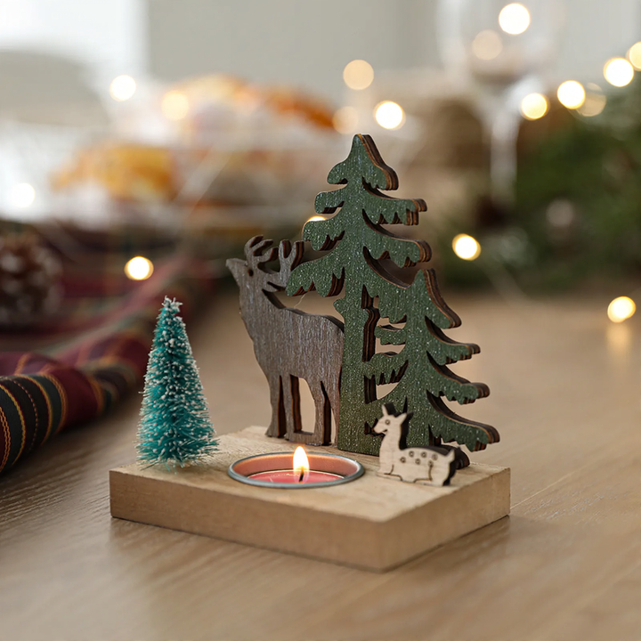 Christmas candle holder made of wood
