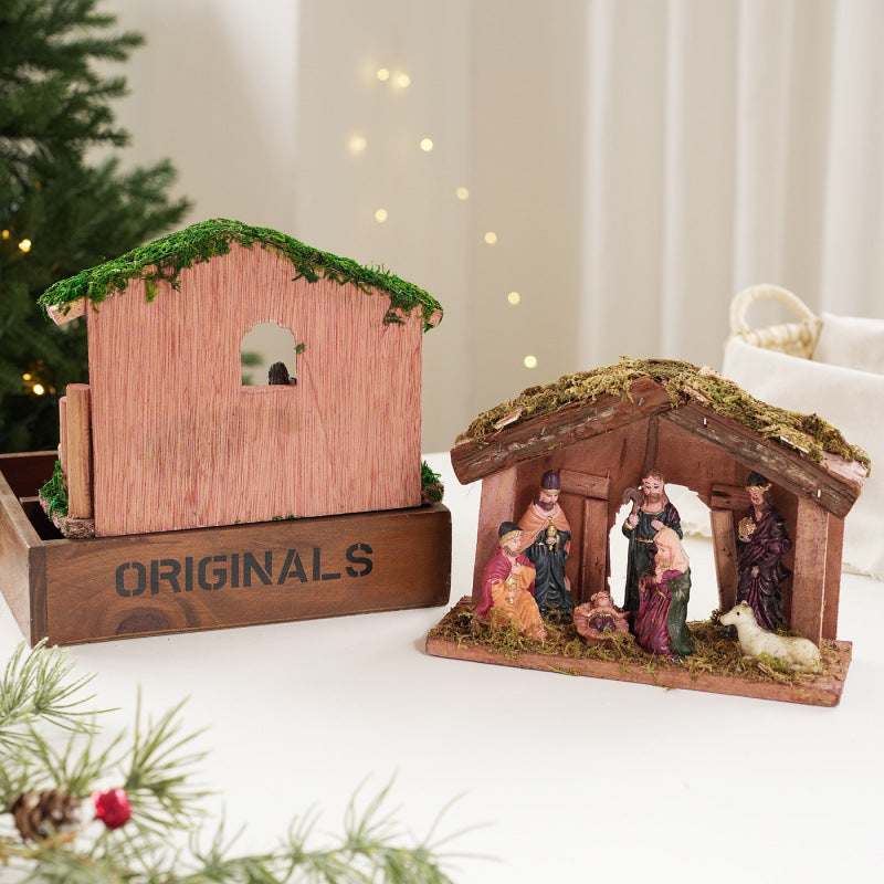 Christmas crib decoration with figures