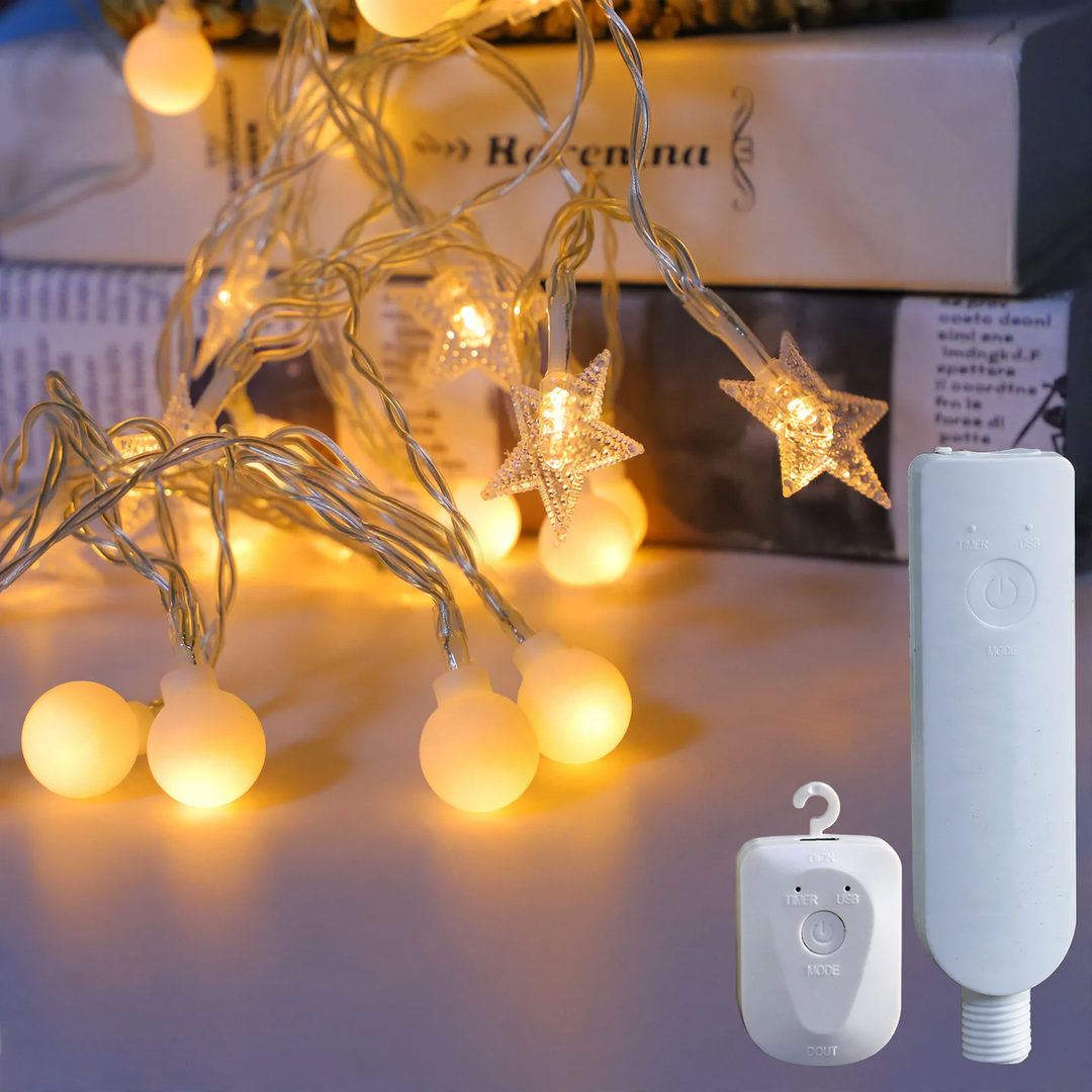 LED string lights with remote control, rechargeable