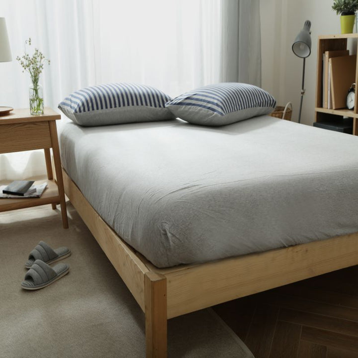 Cotton fitted sheet, single, non-slip