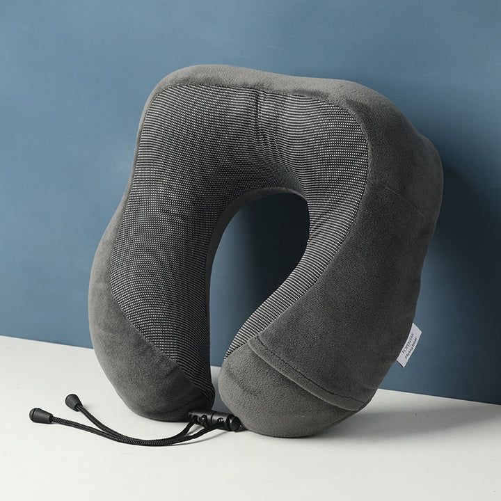 U-shaped neck pillow made of memory foam with storage