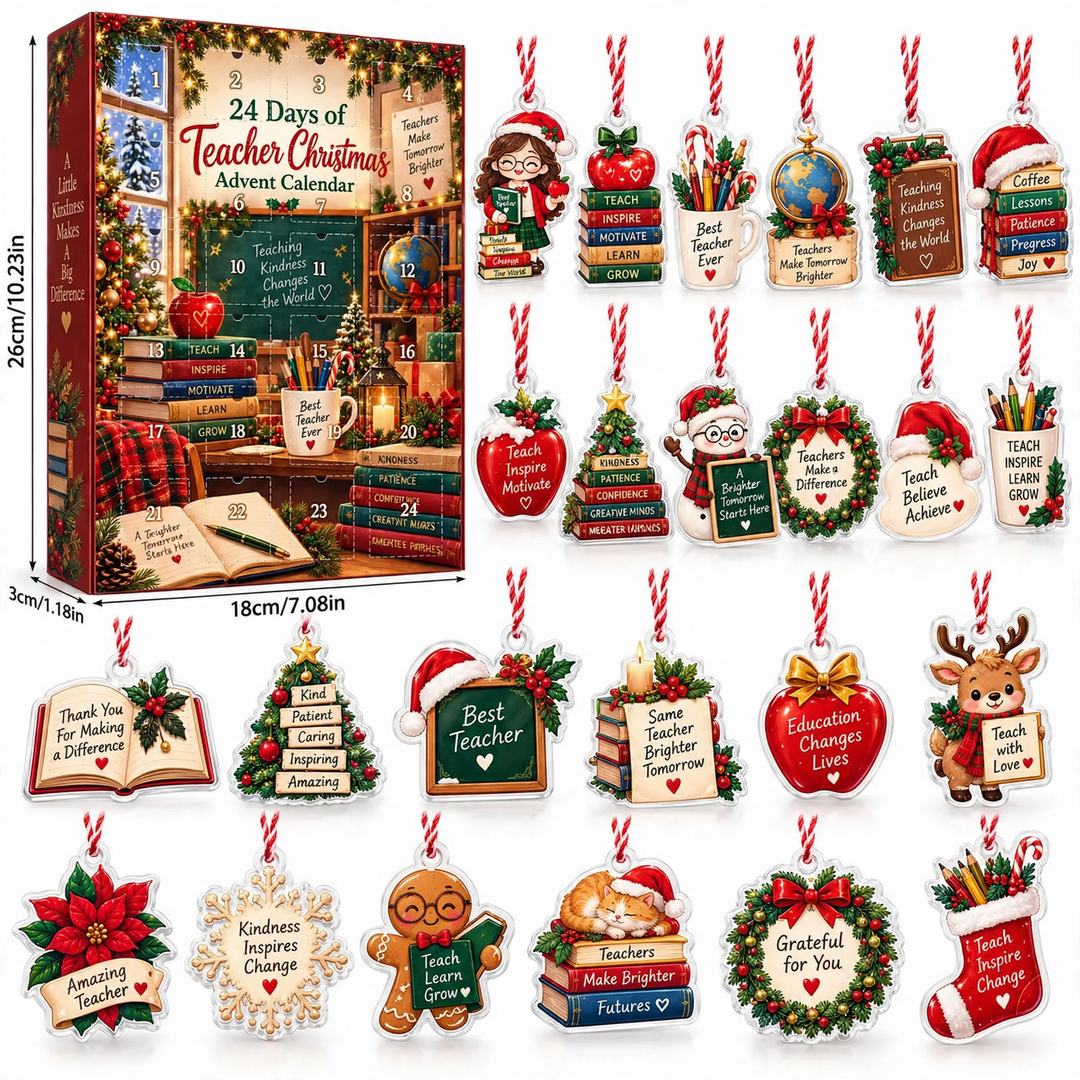 Christmas Countdown Gift Box with 24 Acrylic Ornaments