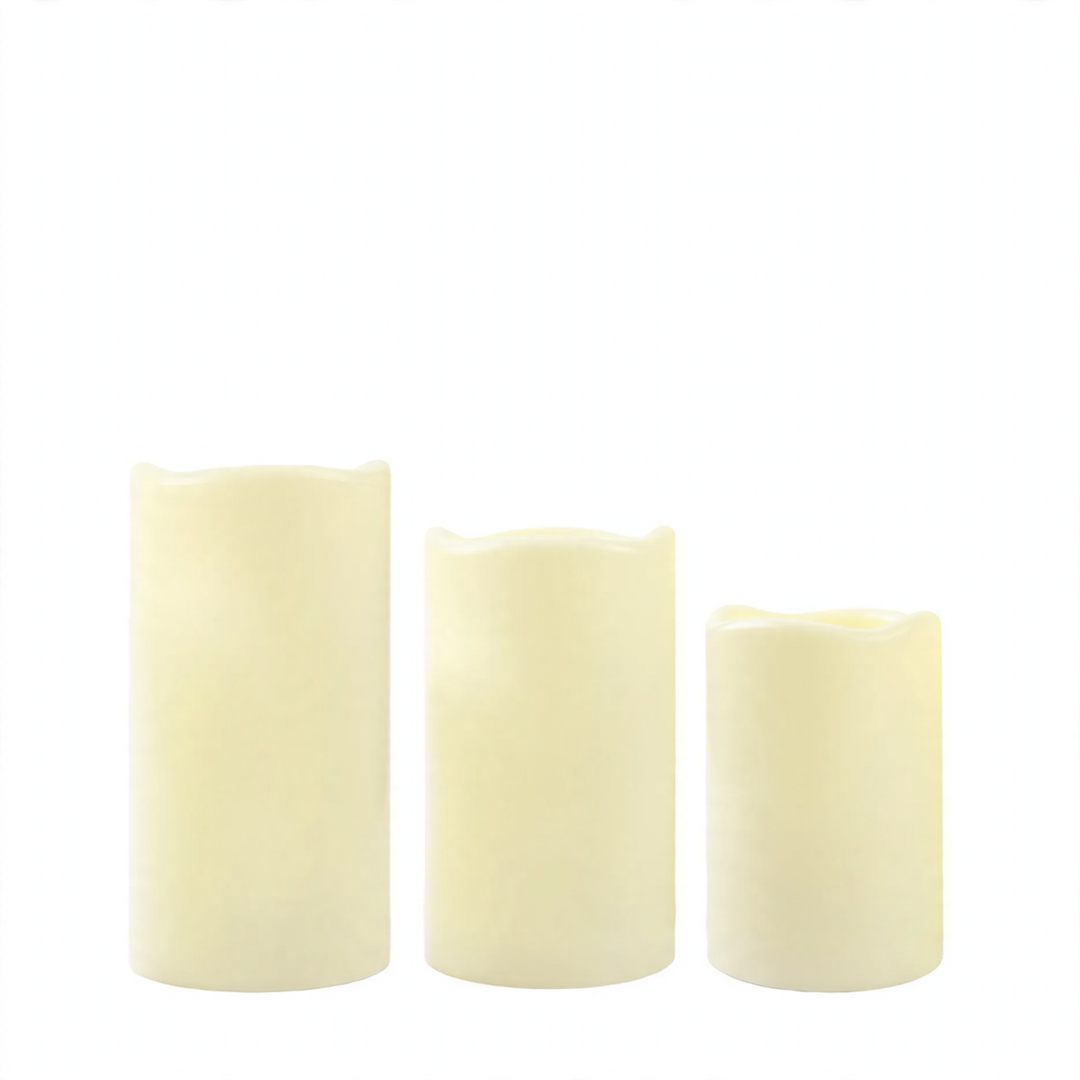Weatherproof LED pillar candle with remote control