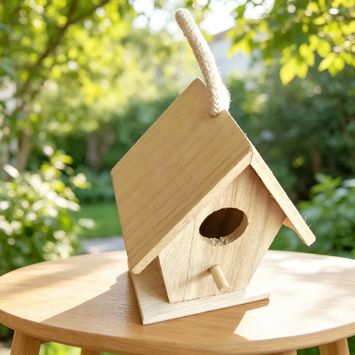 Traditional birdhouse made of poplar wood