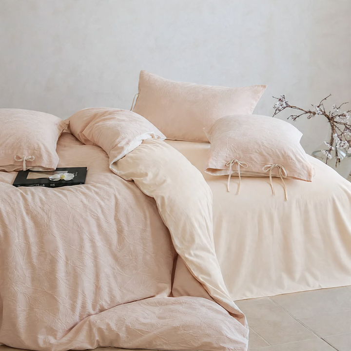 Cotton bedding set, 4-piece, floral pattern
