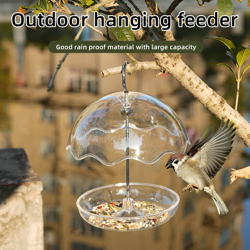 Weatherproof bird feeder, umbrella shape
