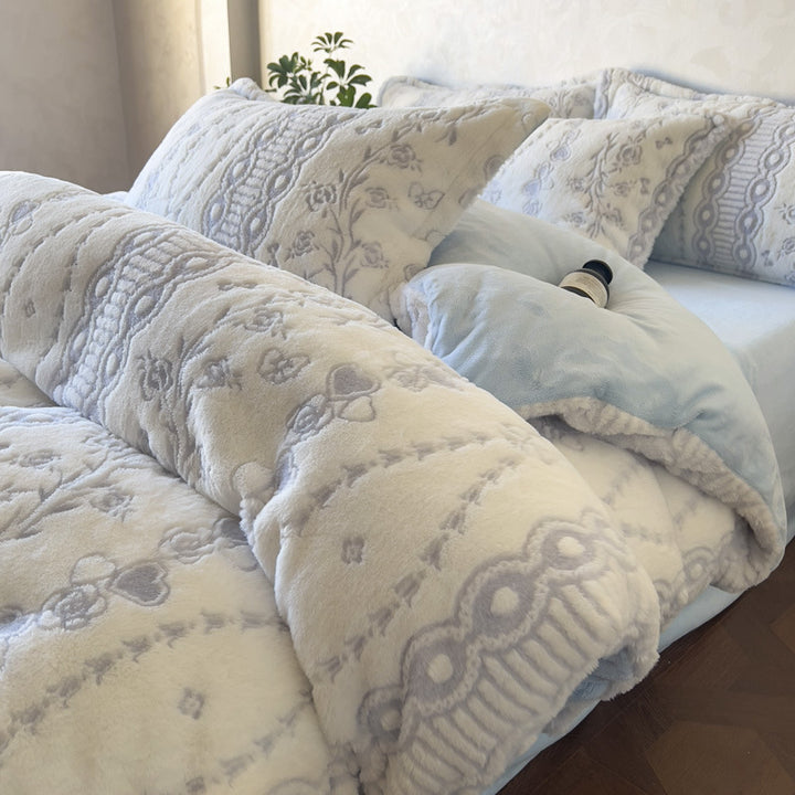 Milk fiber bedding, 4-piece, floral pattern, winter