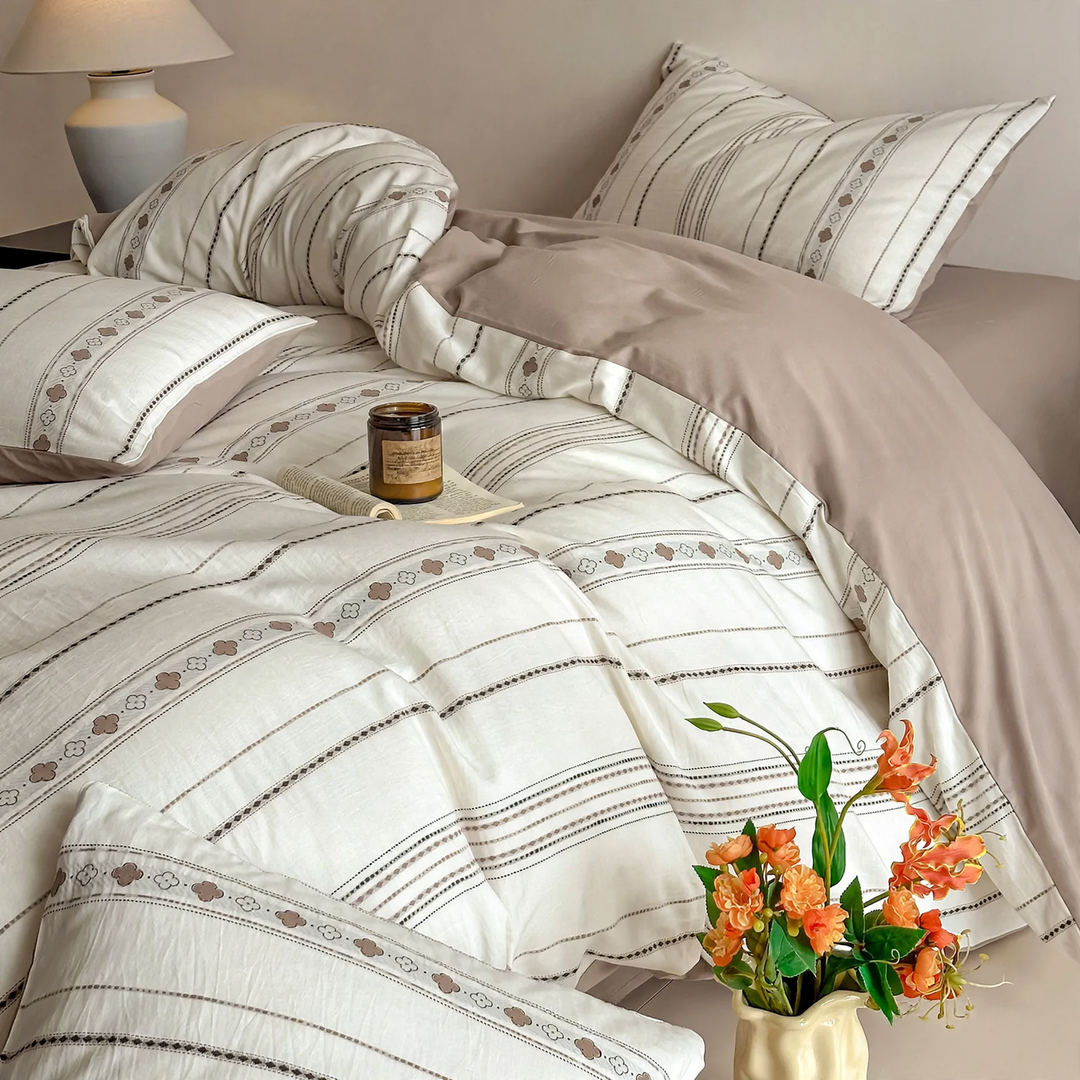 Cotton bedding set, 4-piece, Jacquard