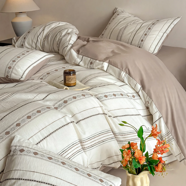 Cotton bedding set, 4-piece, Jacquard