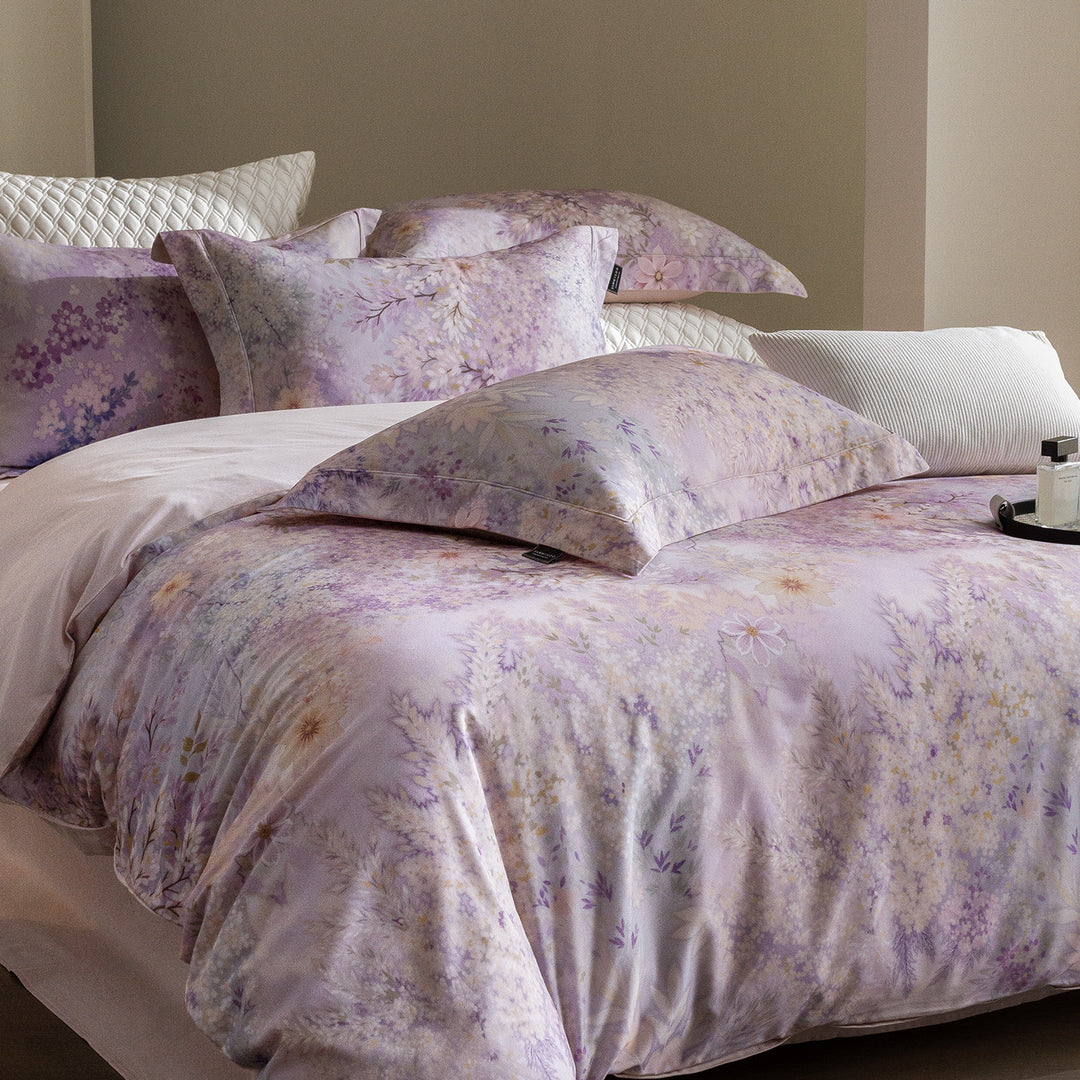 Cotton bed linen with flower pattern, autumn-winter