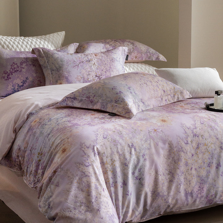 Cotton bed linen with flower pattern, autumn-winter