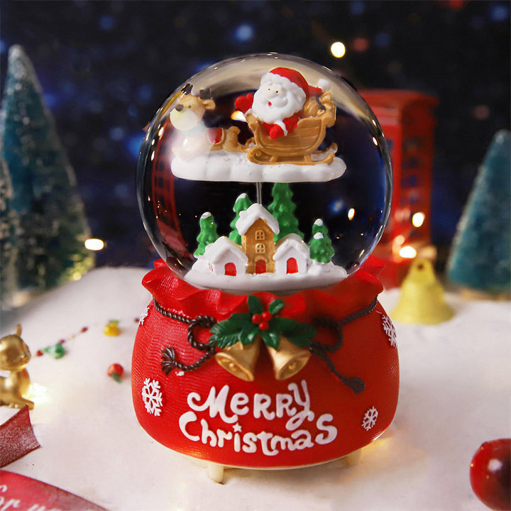 Christmas snow globe with light, music, and snow effect
