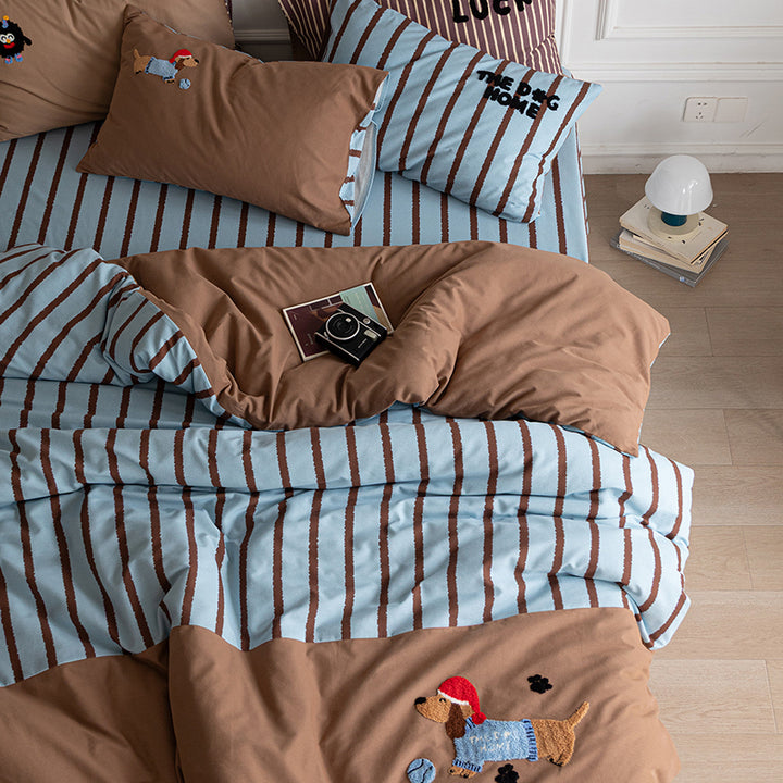 Cotton bedding set, cartoon pattern, 4-piece
