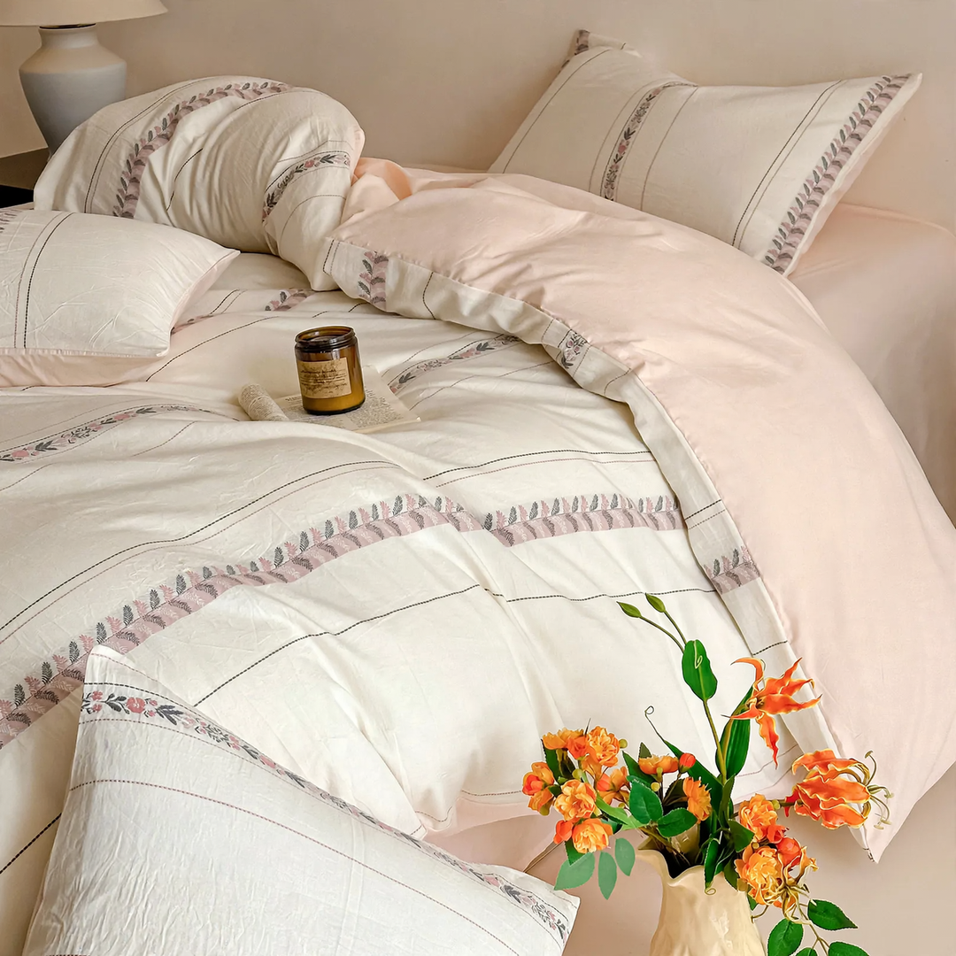 Cotton bedding set, 4-piece, Jacquard