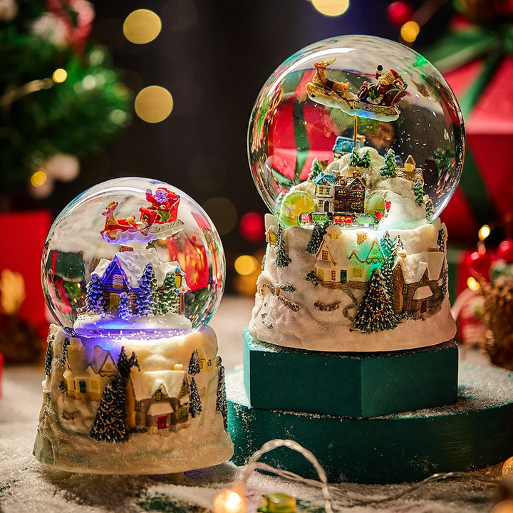 Santa Claus glass ball with music and light
