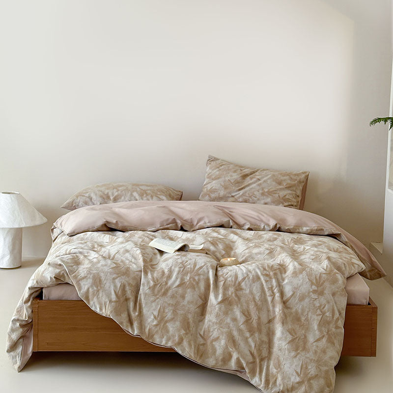Cotton bedding set, 4-piece, jacquard pattern