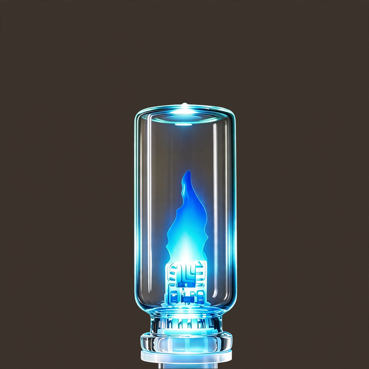 LED flame light, USB connection, glass and ABS