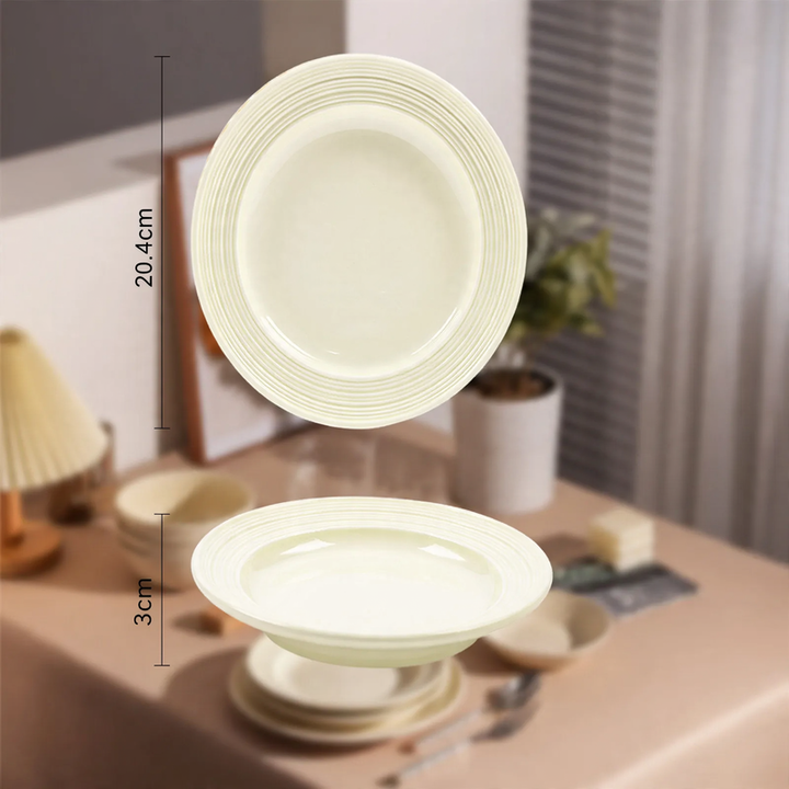 Ceramic plate, round, cream white