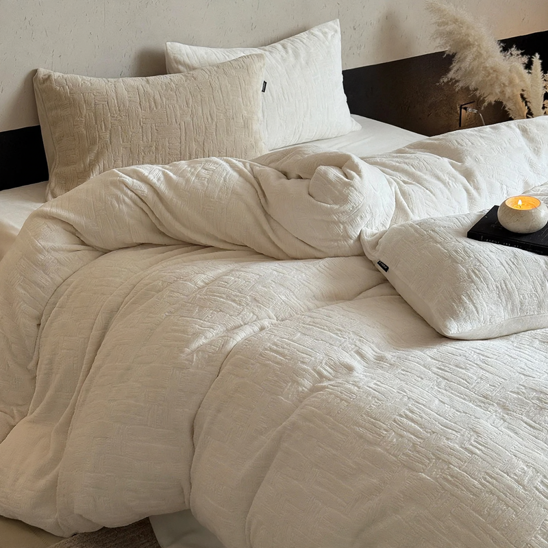 Milk fiber bedding set, 4-piece, winter, textured
