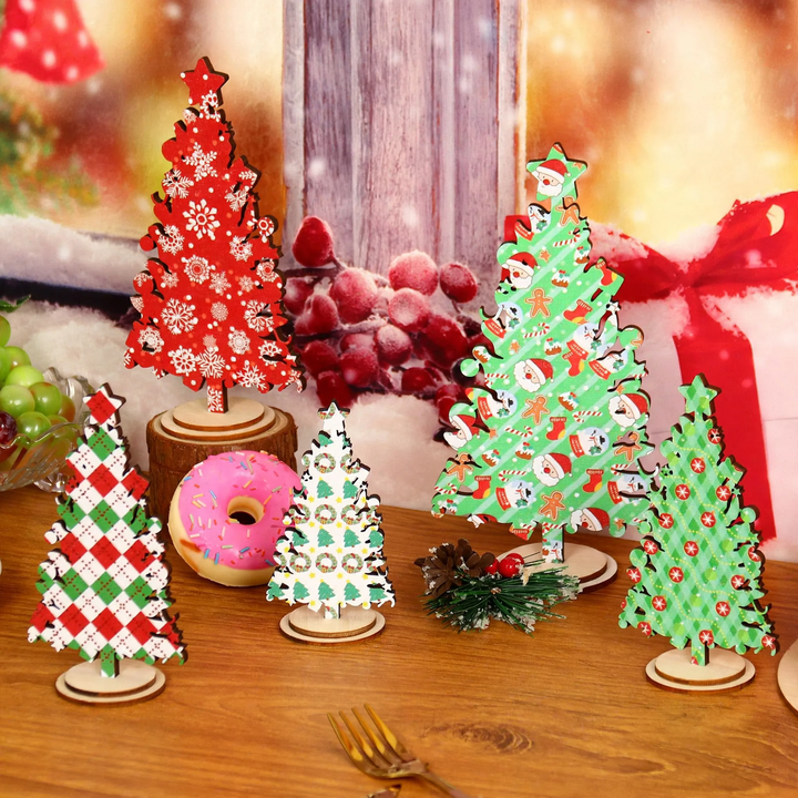 Wood Christmas tree table decoration, different heights