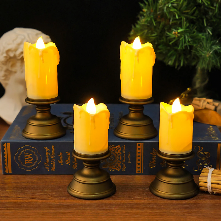 LED candle with drip effect in vintage style