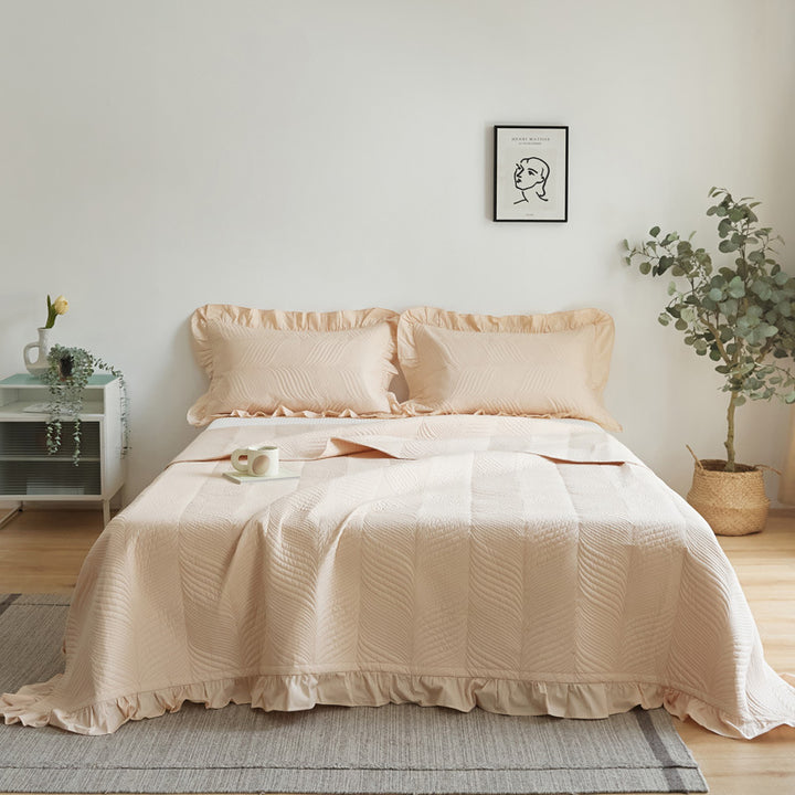 Cotton bedspread, 3-piece, quilted