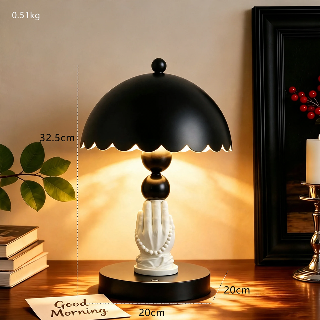 Table lamp with hands motif, vintage style